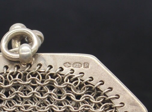 Hallmarked Antique silver coin purse, Chatelaine purse, mesh