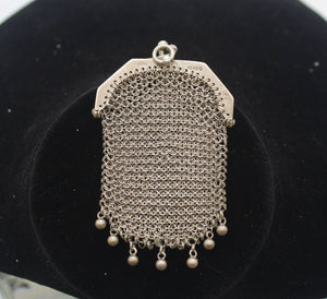 Hallmarked Antique silver coin purse, Chatelaine purse, mesh