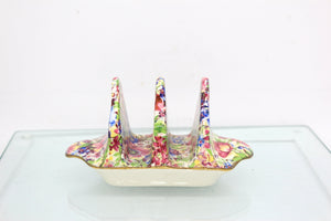 Royal Winton Grimwades 'Cheadle' Chintz 3-Bar Toast Rack c1951