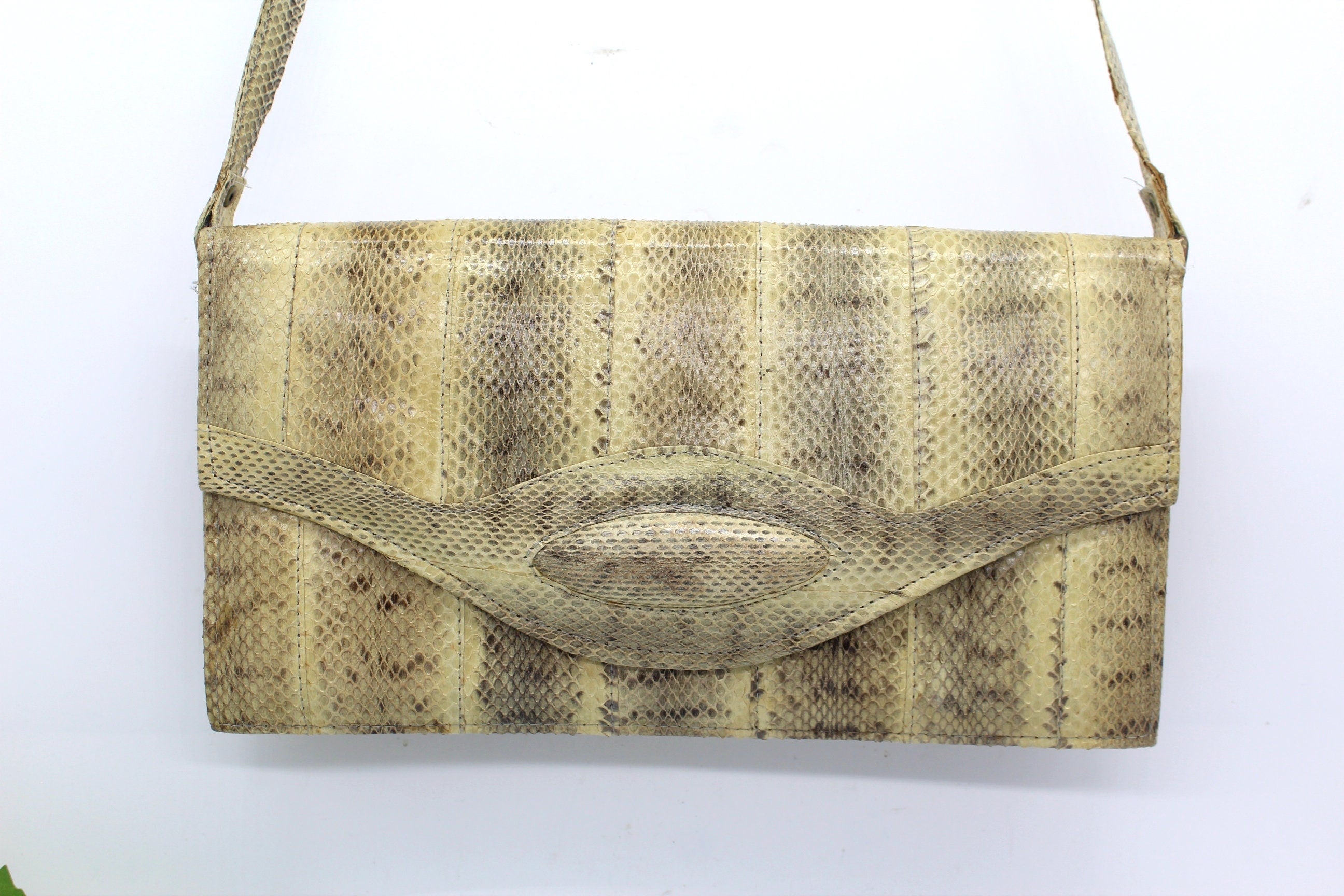 Vtg Japanese Made Snakeskin  Clutch/ Crossbody Bag,