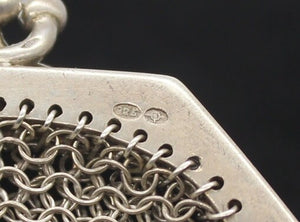 Hallmarked Antique silver coin purse, Chatelaine purse, mesh