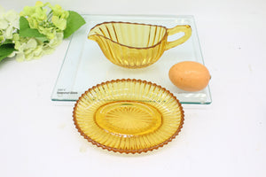 Amber glass gravy boat