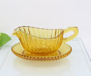 Amber glass gravy boat