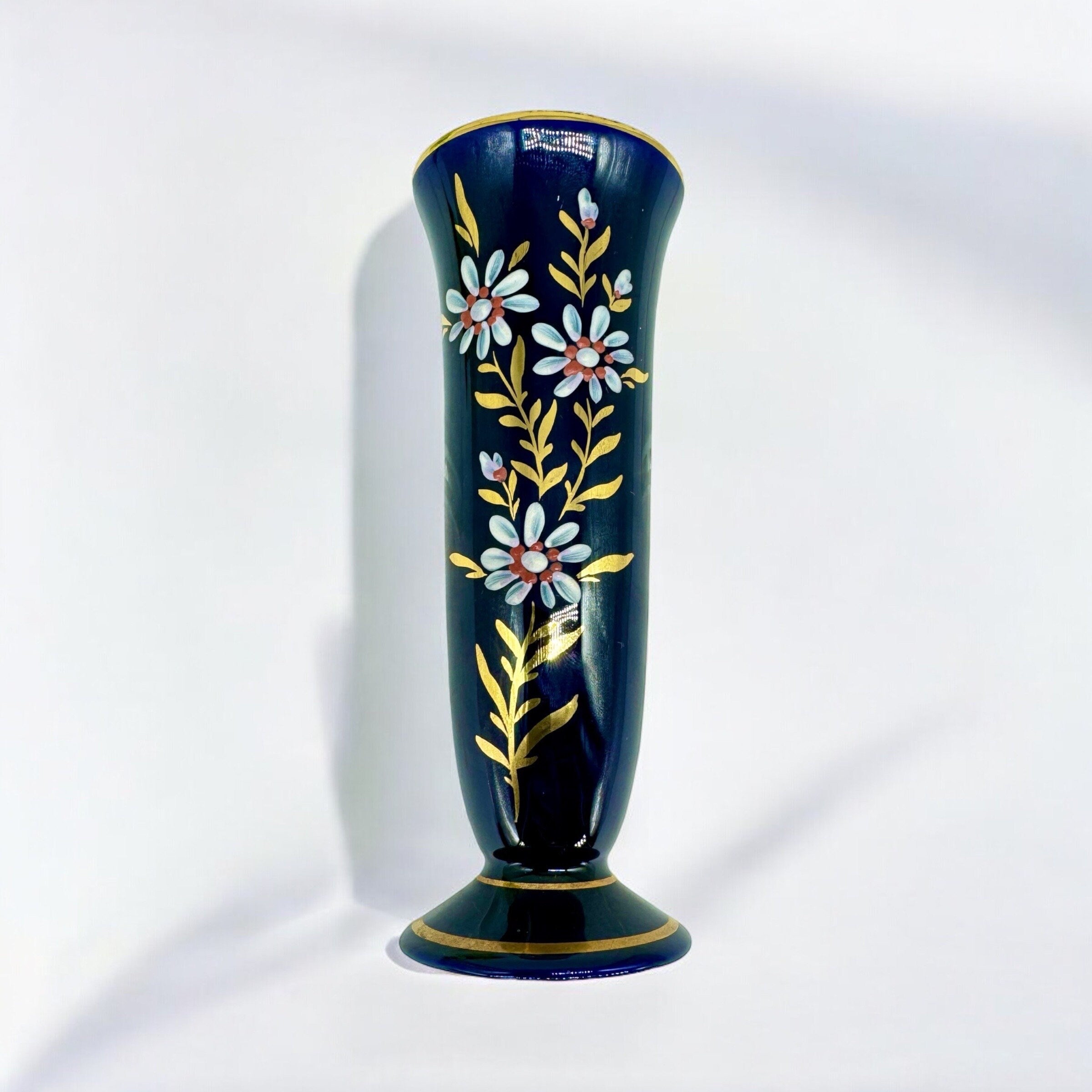 Blue hand painted vase,made in Germany