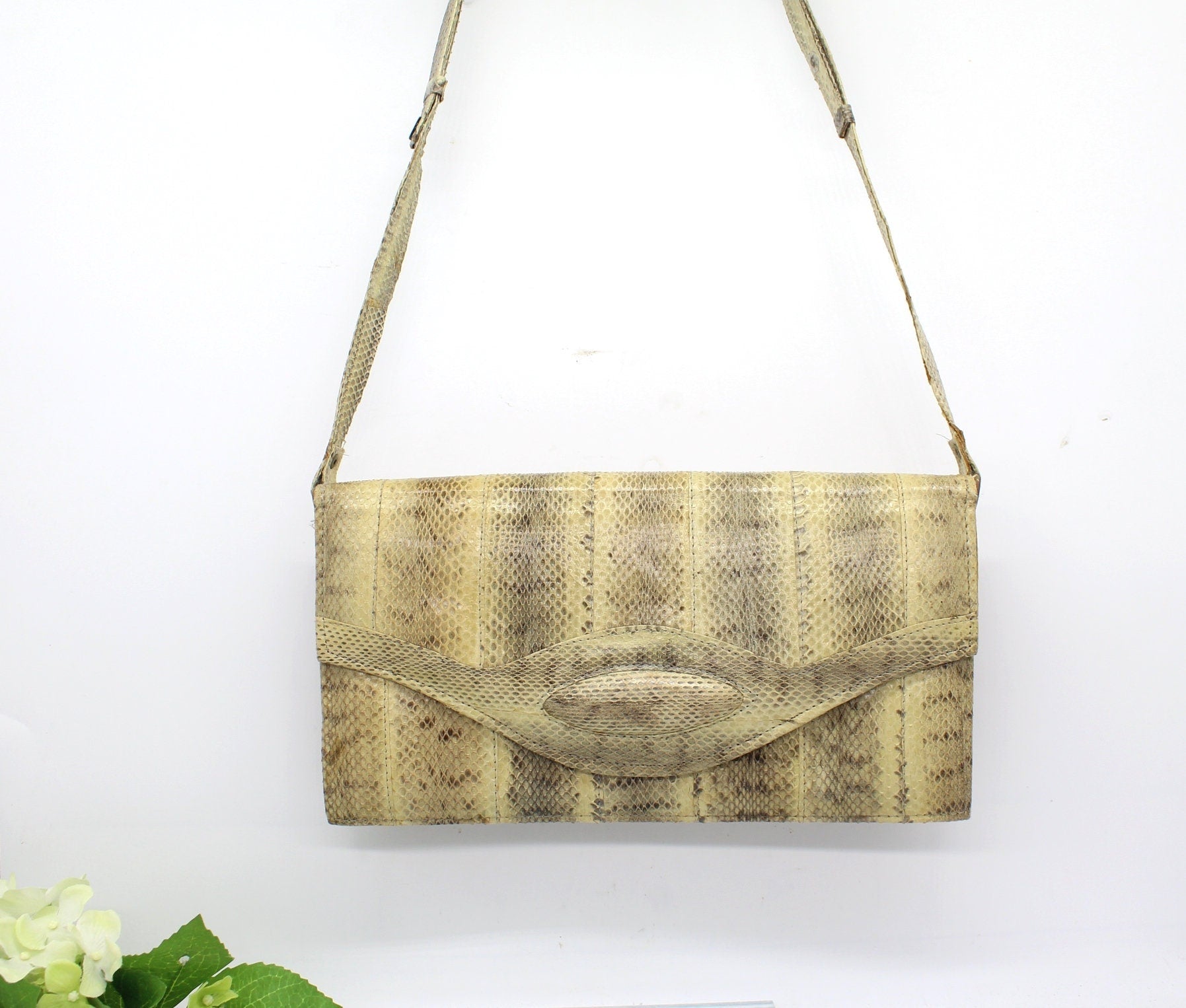 Vtg Japanese Made Snakeskin  Clutch/ Crossbody Bag,