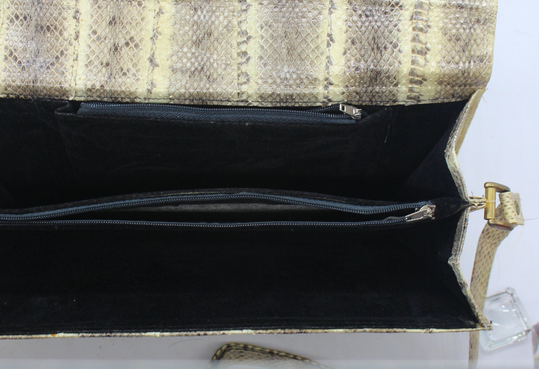 Vtg Japanese Made Snakeskin  Clutch/ Crossbody Bag,