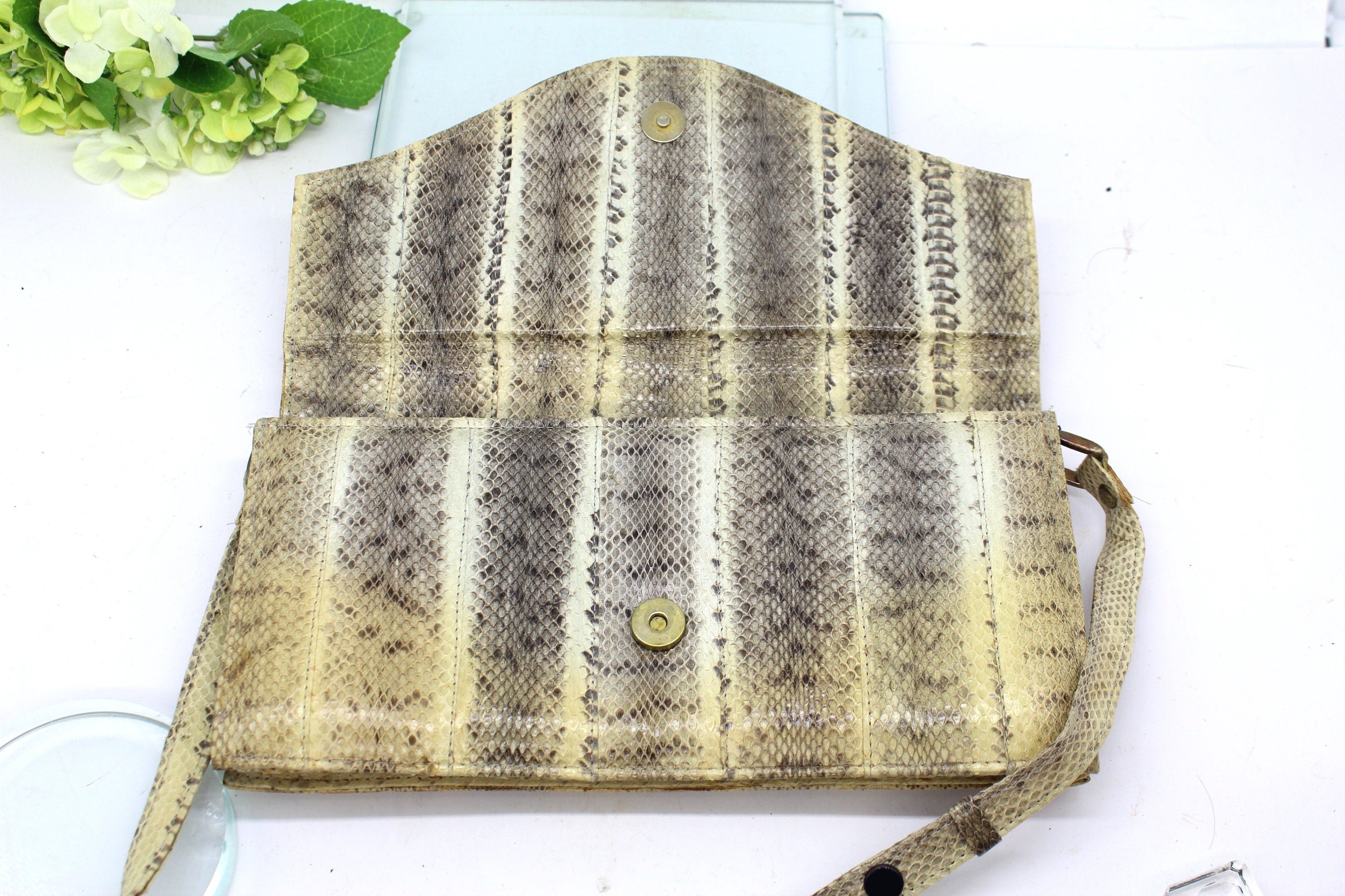 Vtg Japanese Made Snakeskin  Clutch/ Crossbody Bag,