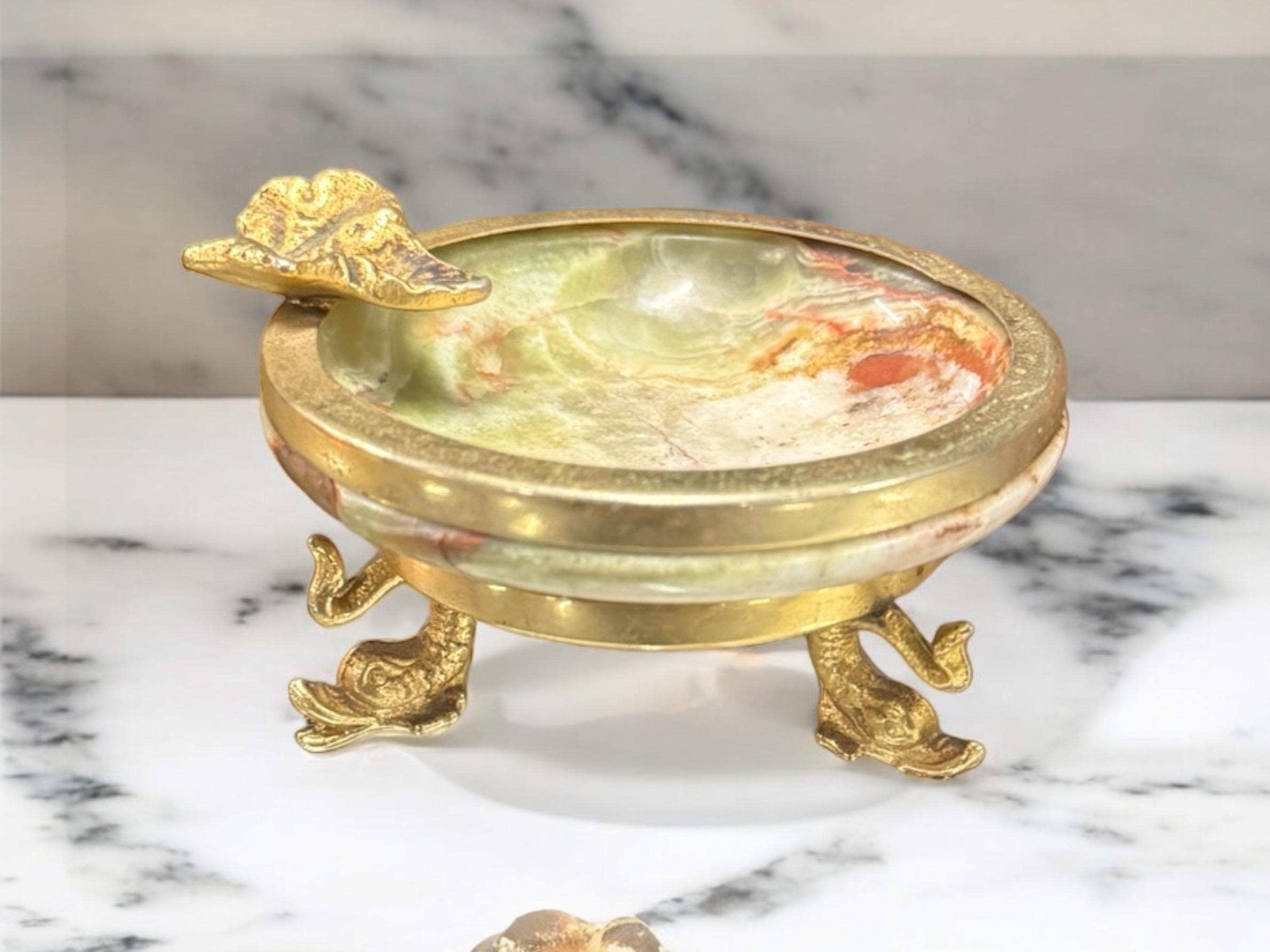 Small onyx and brass ashtray