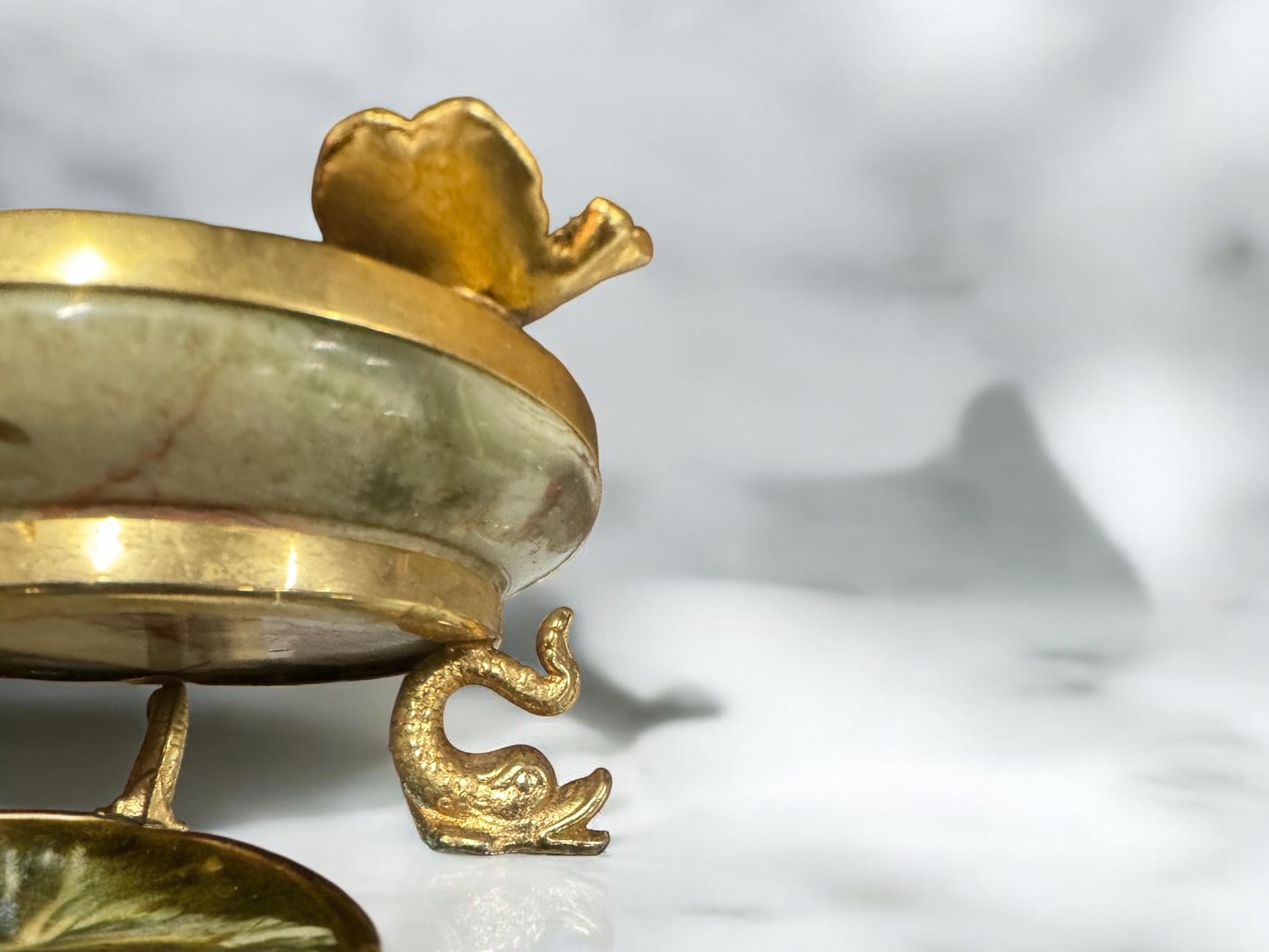 Small onyx and brass ashtray