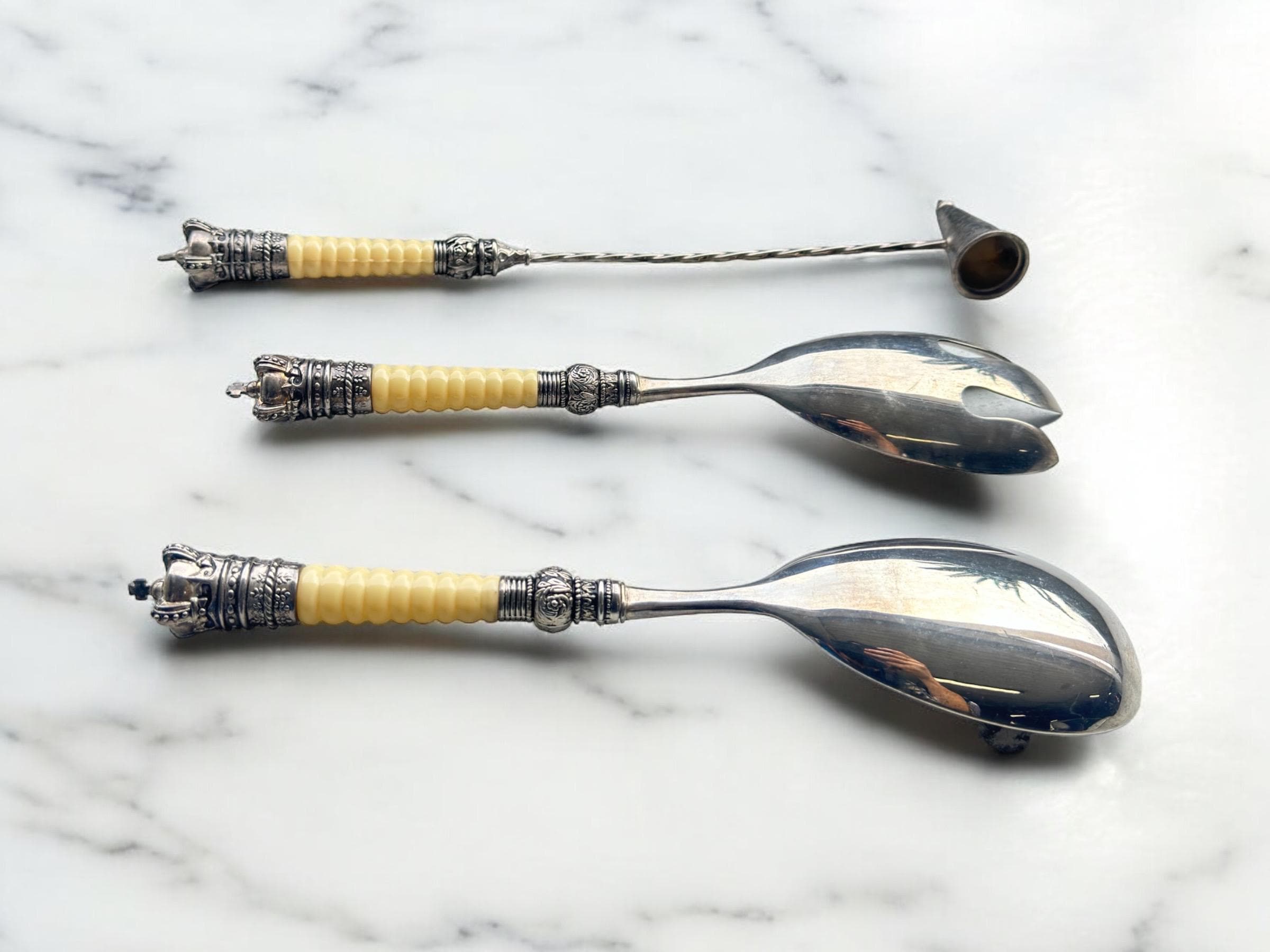 vintage silver metal serving cutlery 3 pieces