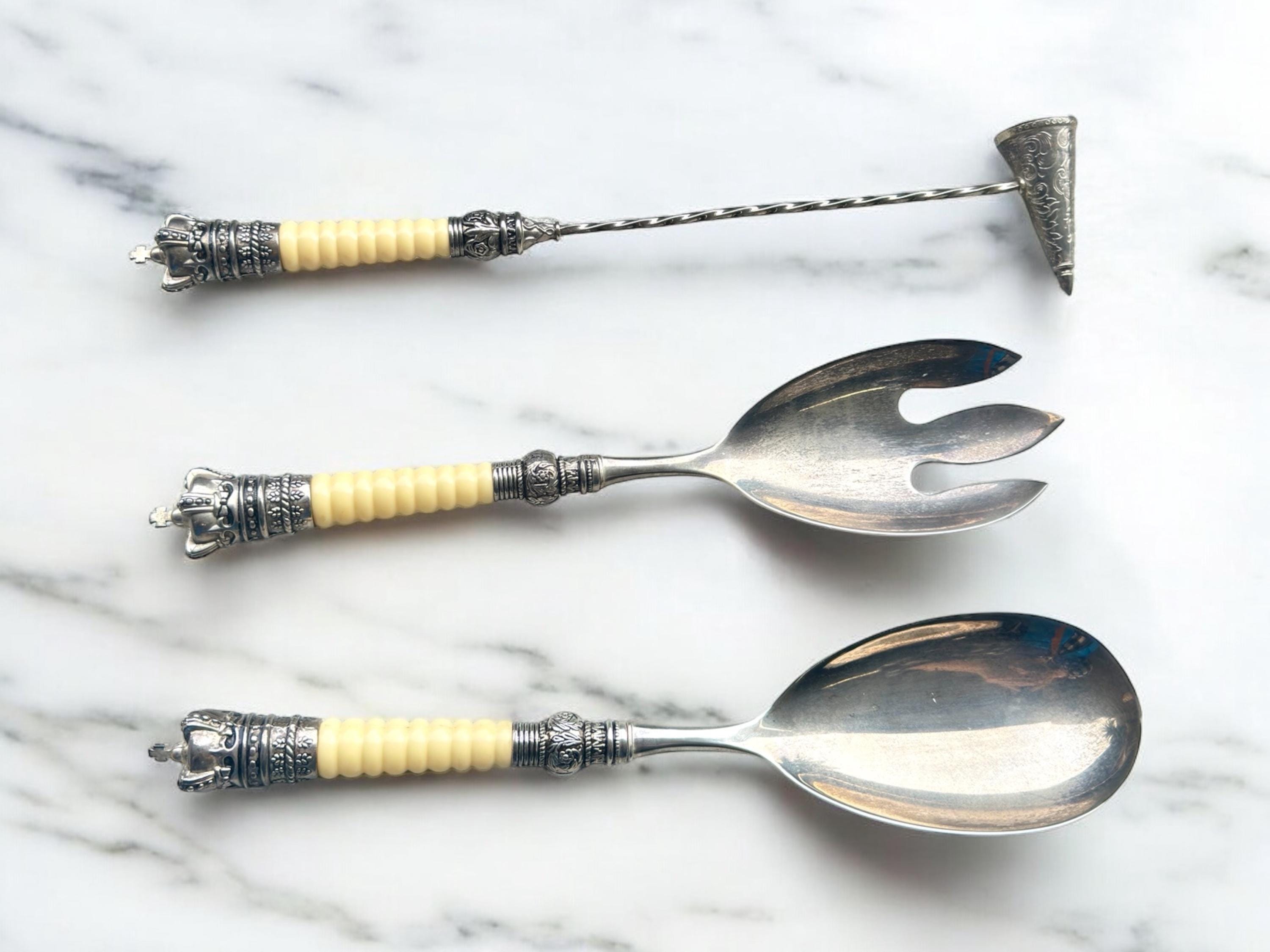 vintage silver metal serving cutlery 3 pieces