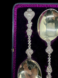 1892 Edward Hutton London hallmark silver spoon boxed,England made