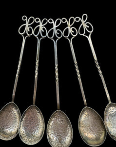 Set of 5 Sargison's (Hobart, Tasmania) Australian Arts & Crafts Sterling Silver Coffee Spoons