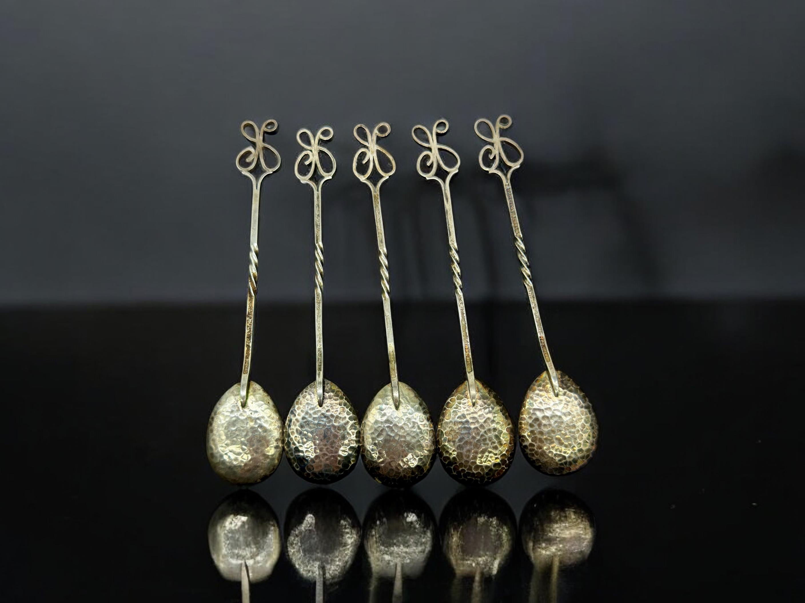 Set of 5 Sargison's (Hobart, Tasmania) Australian Arts & Crafts Sterling Silver Coffee Spoons