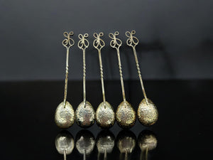 Set of 5 Sargison's (Hobart, Tasmania) Australian Arts & Crafts Sterling Silver Coffee Spoons