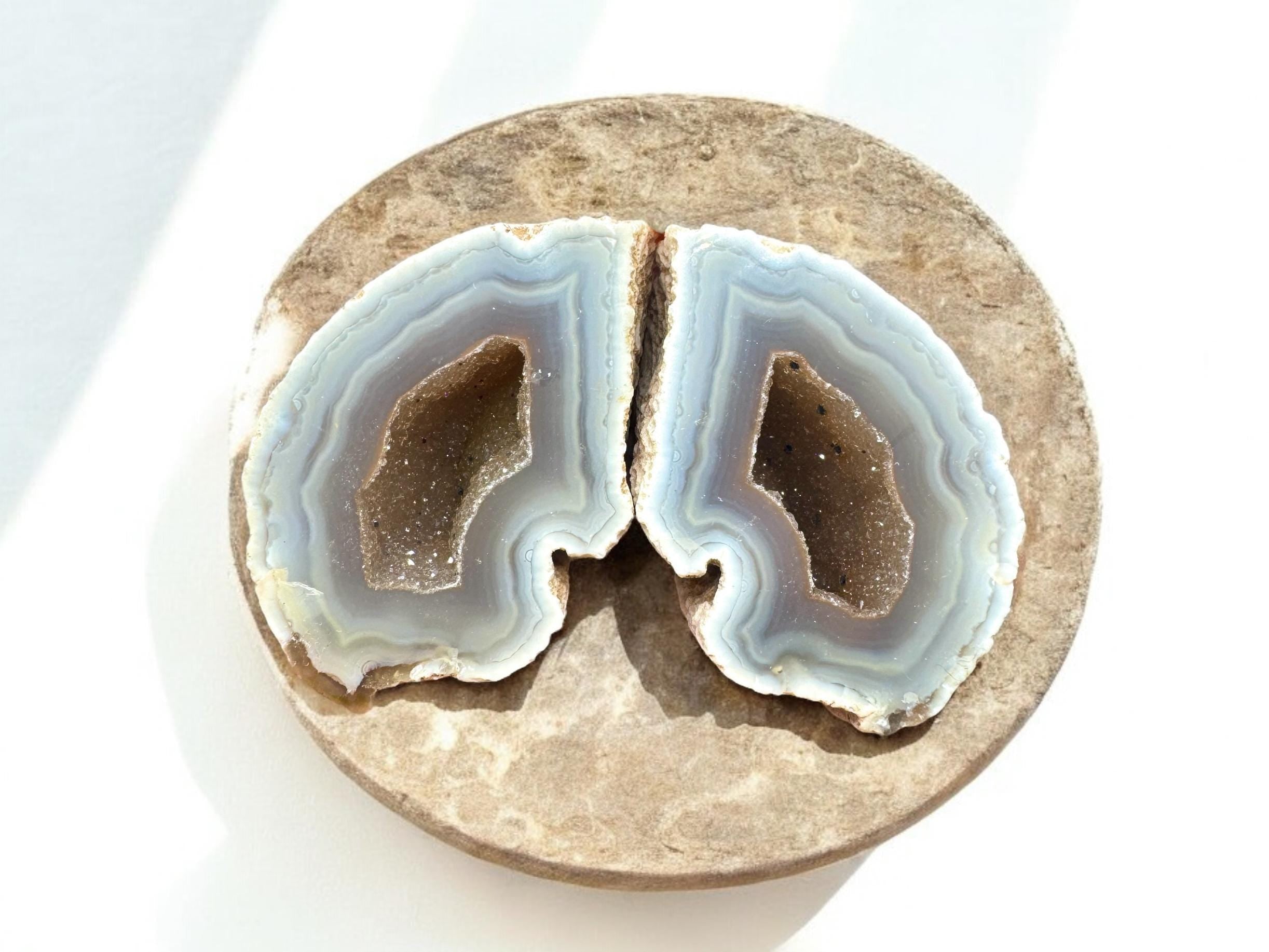 pair of agate rock geode