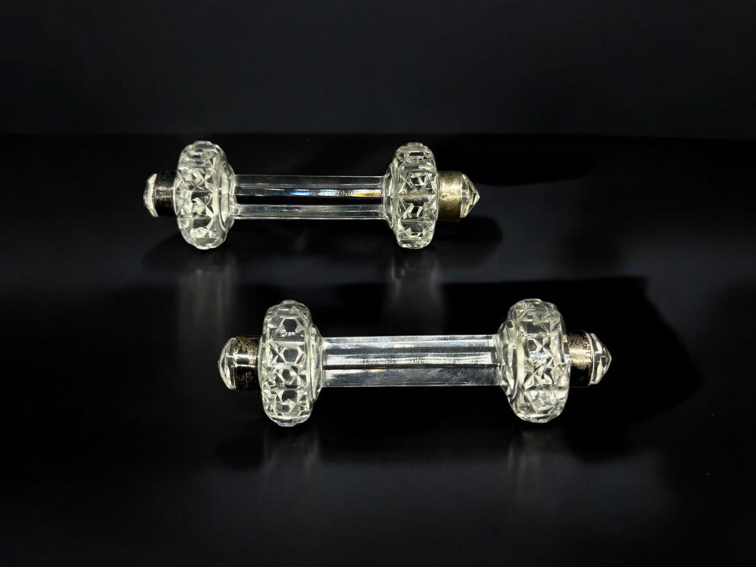1912 sterling silver Crystal knife rest pair made in London