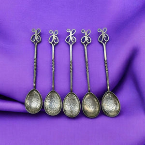 Set of 5 Sargison's (Hobart, Tasmania) Australian Arts & Crafts Sterling Silver Coffee Spoons