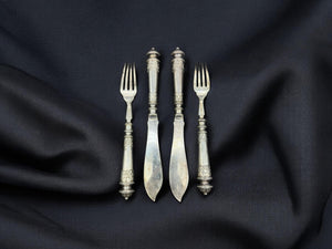 19th century set of 6 silver plated fork and knife,made in England