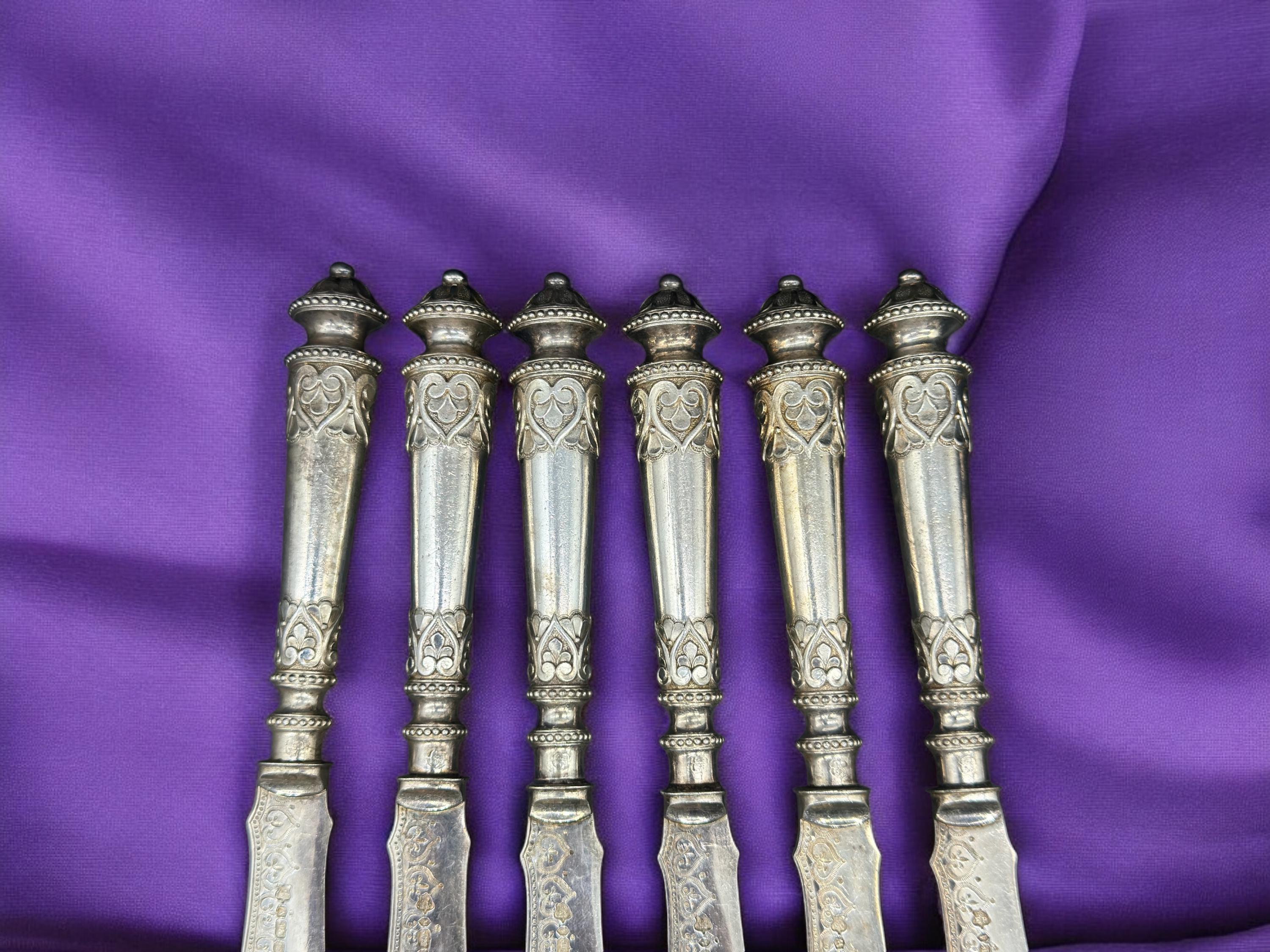 19th century set of 6 silver plated fork and knife,made in England