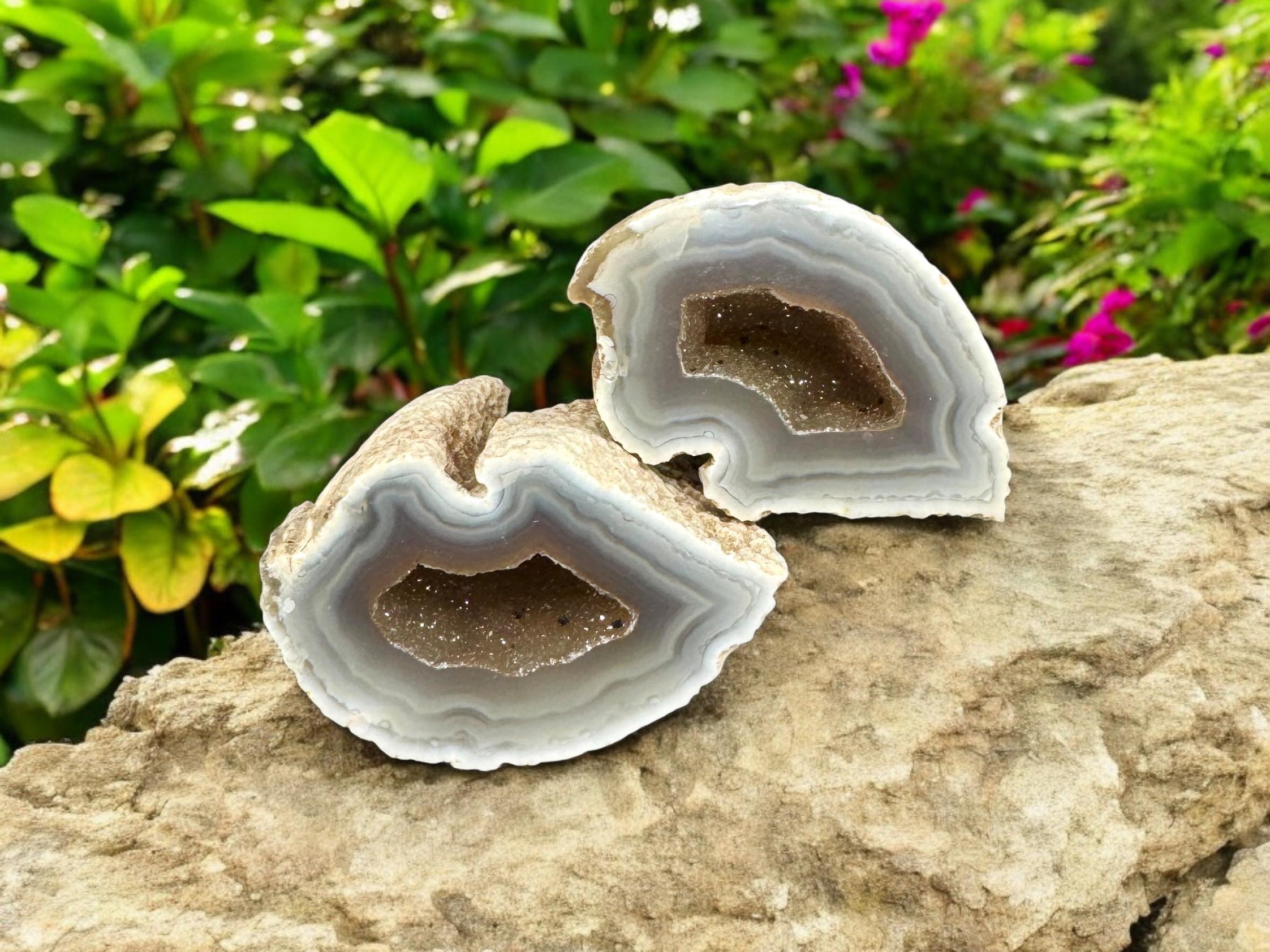 pair of agate rock geode