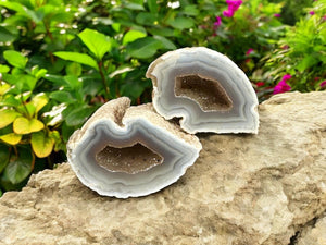 pair of agate rock geode