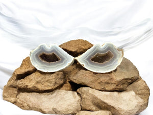 pair of agate rock geode
