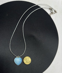 HEART Shape GENUINE moonstone pendant Blue necklace pendant