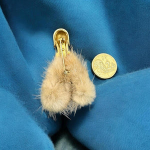 Vintage Mink Poodle Brooch, Vintage 1970's Mink Dog Brooch, Red Rhinestone Fur Dog Brooch, Vintage Brooch Gift