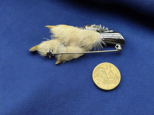 vtg Scottish Grouse Claw Brooch Silver tone & Citrine Glass Stone Cabachon