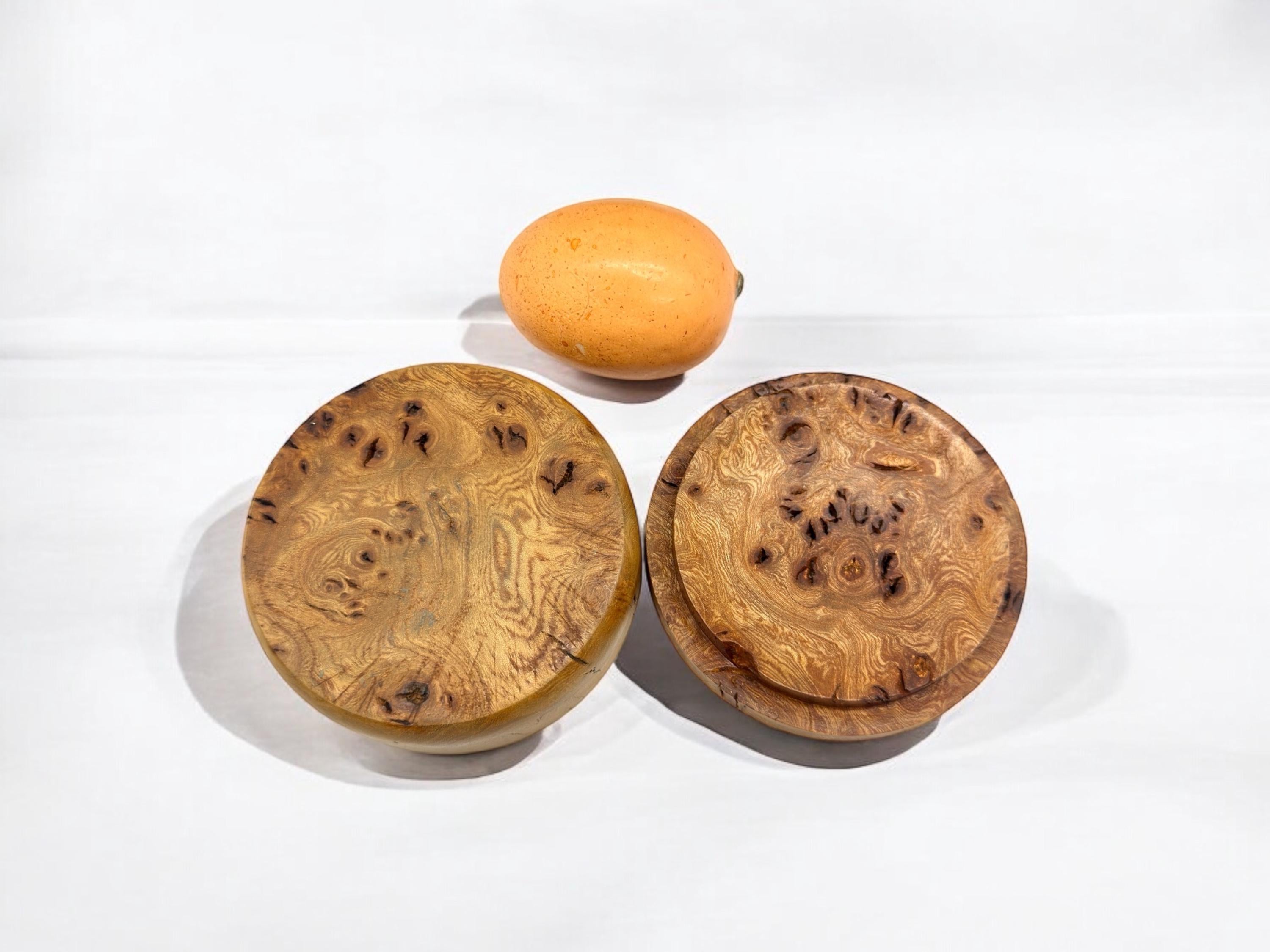 Burl wood hand carved wooden box