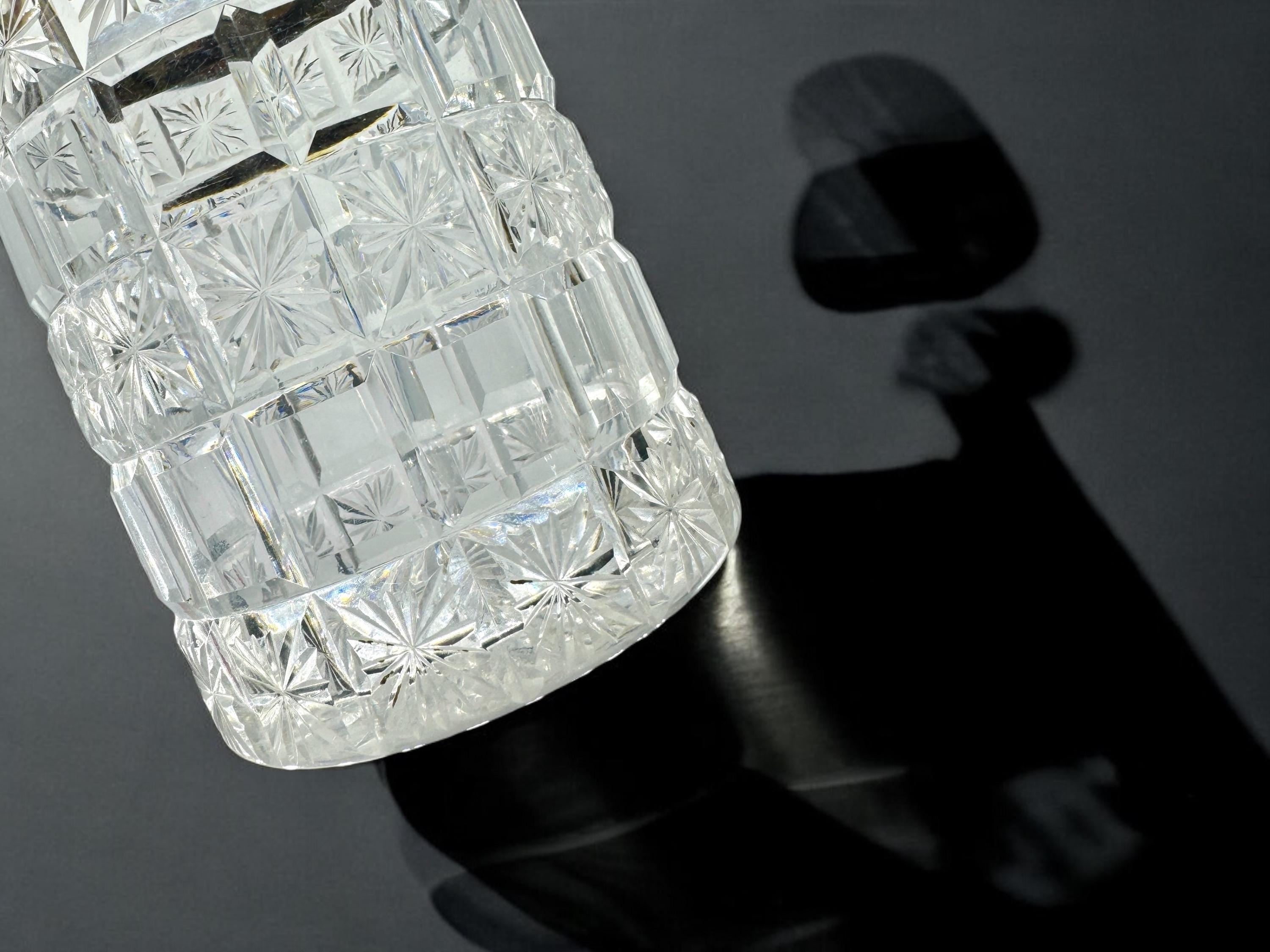 Vtg Crystal jar with silver plated lid