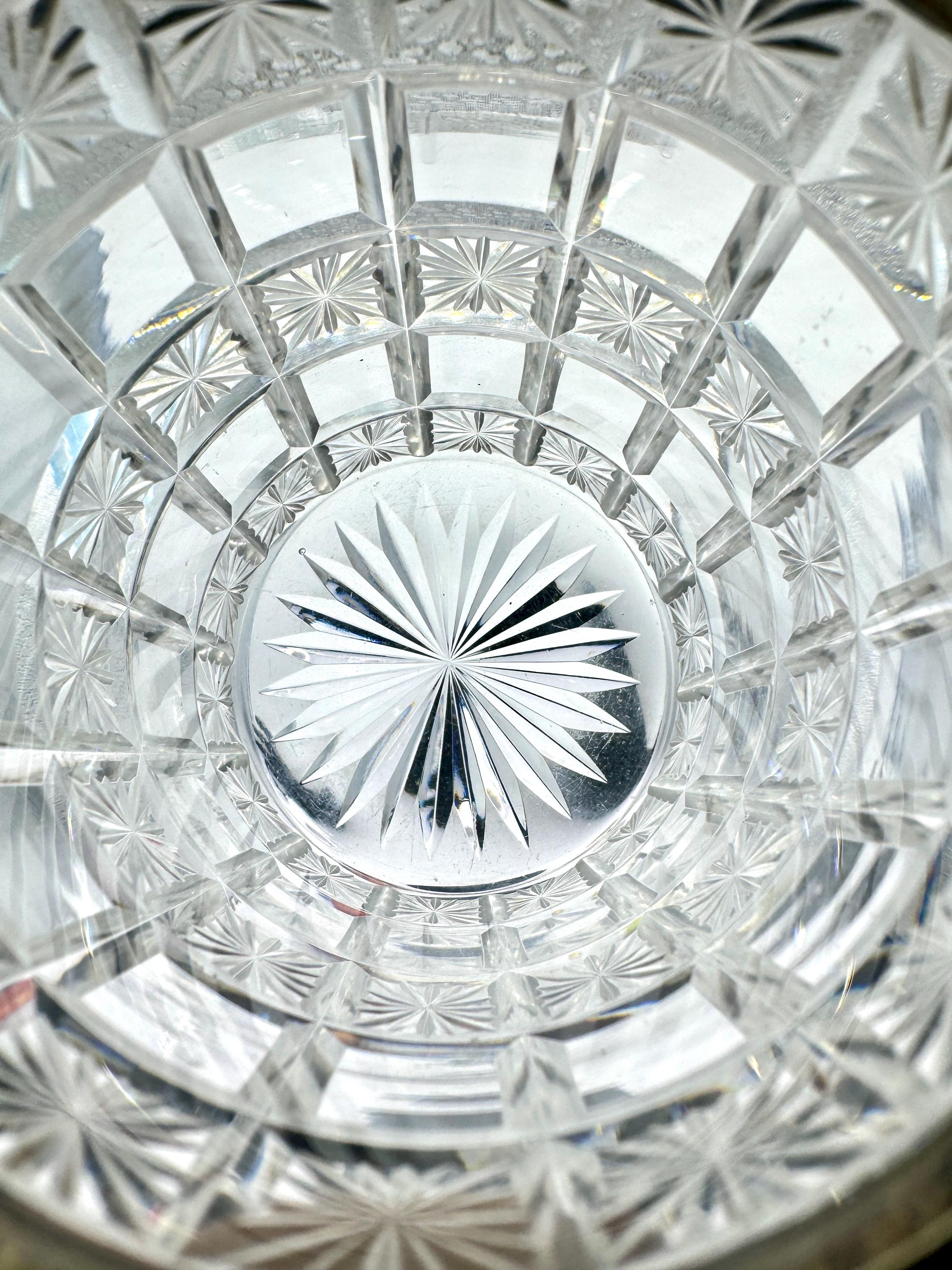 Vtg Crystal jar with silver plated lid