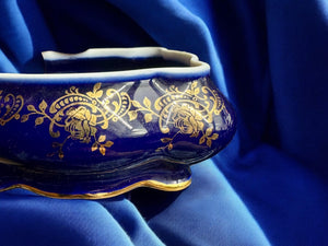 Big D'ART LIMOGES Cobalt gold  trinket box