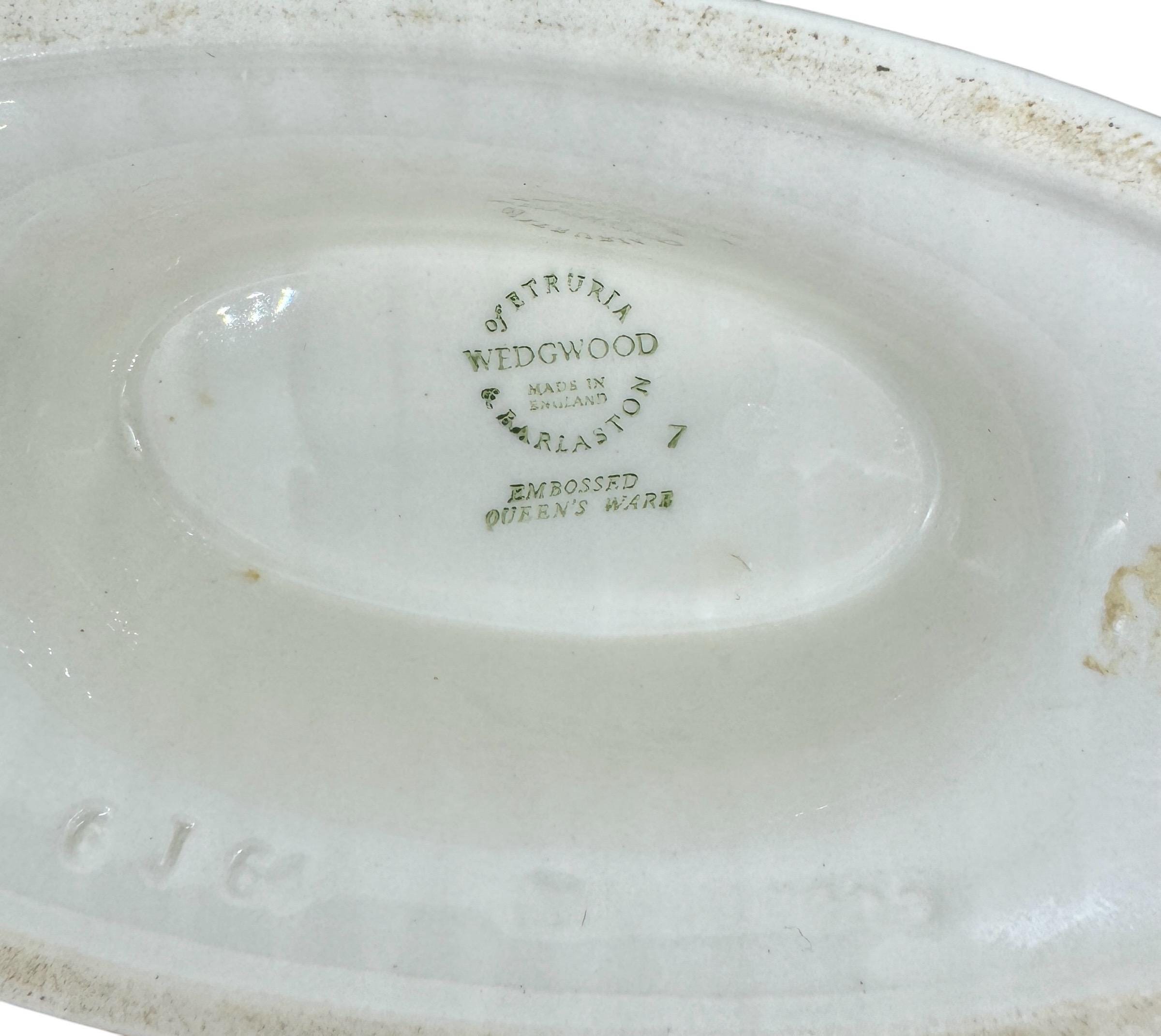 Vtg Wedgwood Queensware Oval Centerpiece Bowl Lavender on Cream