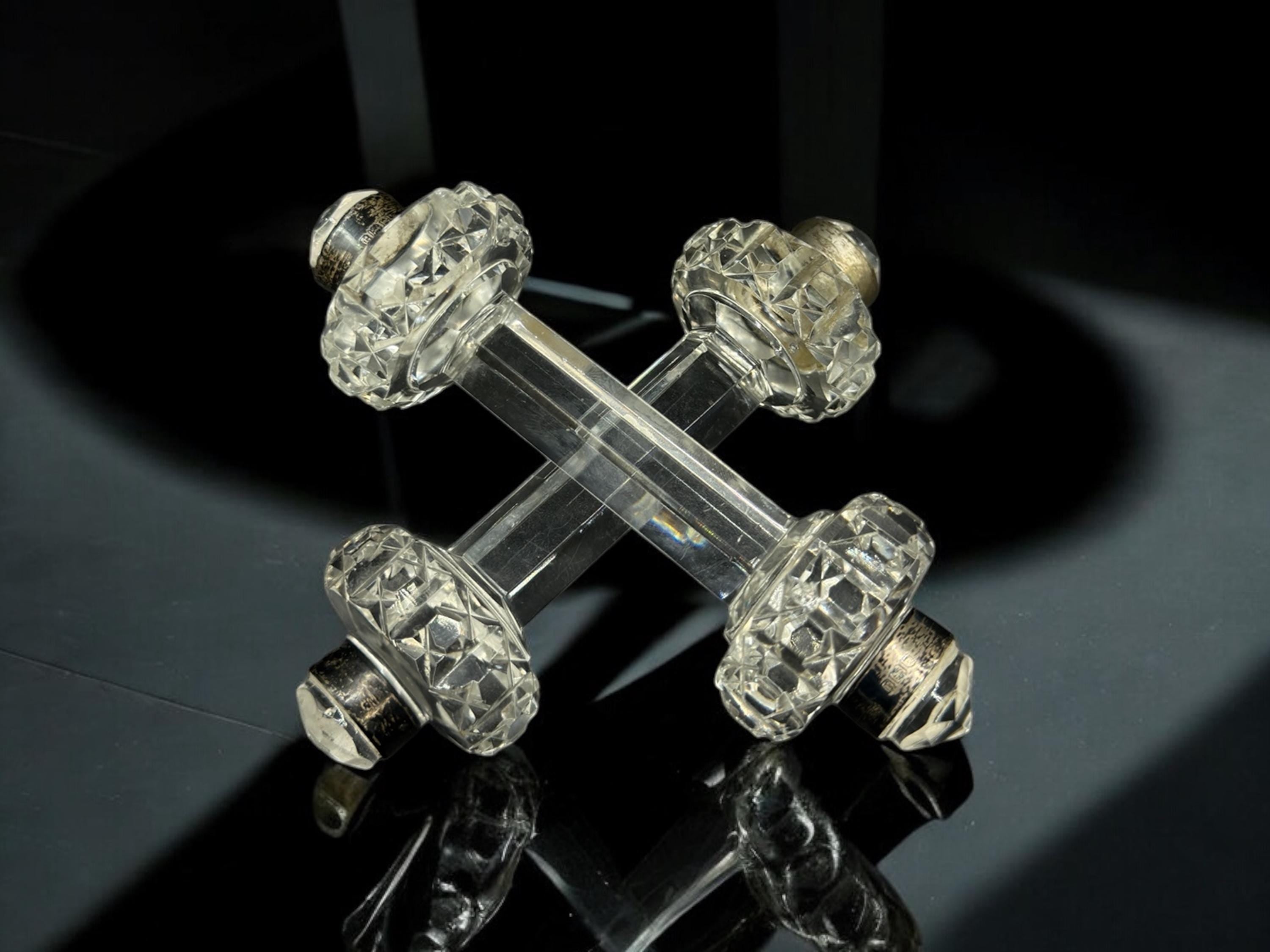 1912 sterling silver Crystal knife rest pair made in London