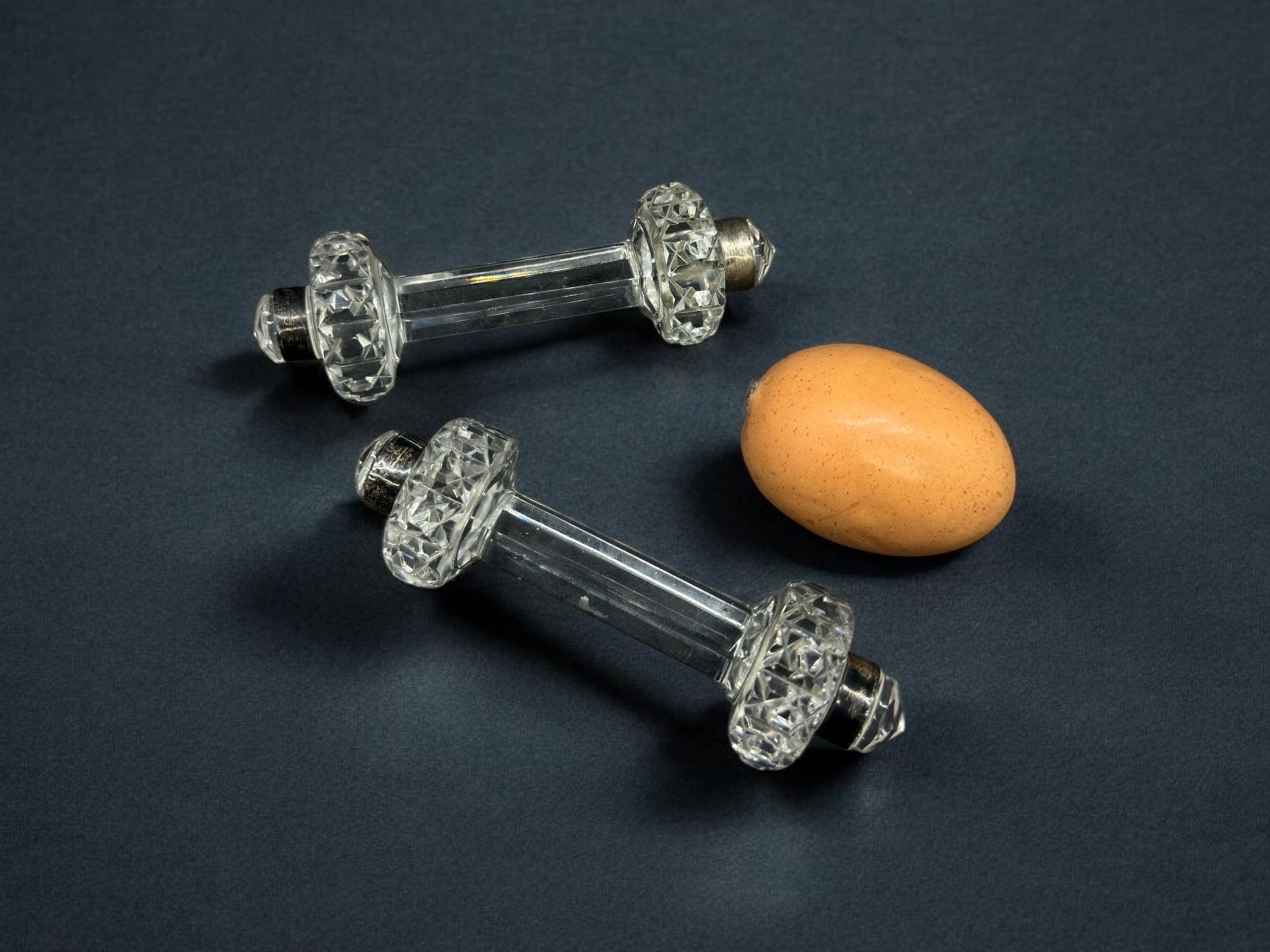 1912 sterling silver Crystal knife rest pair made in London