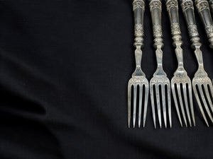 19th century set of 6 silver plated fork and knife,made in England