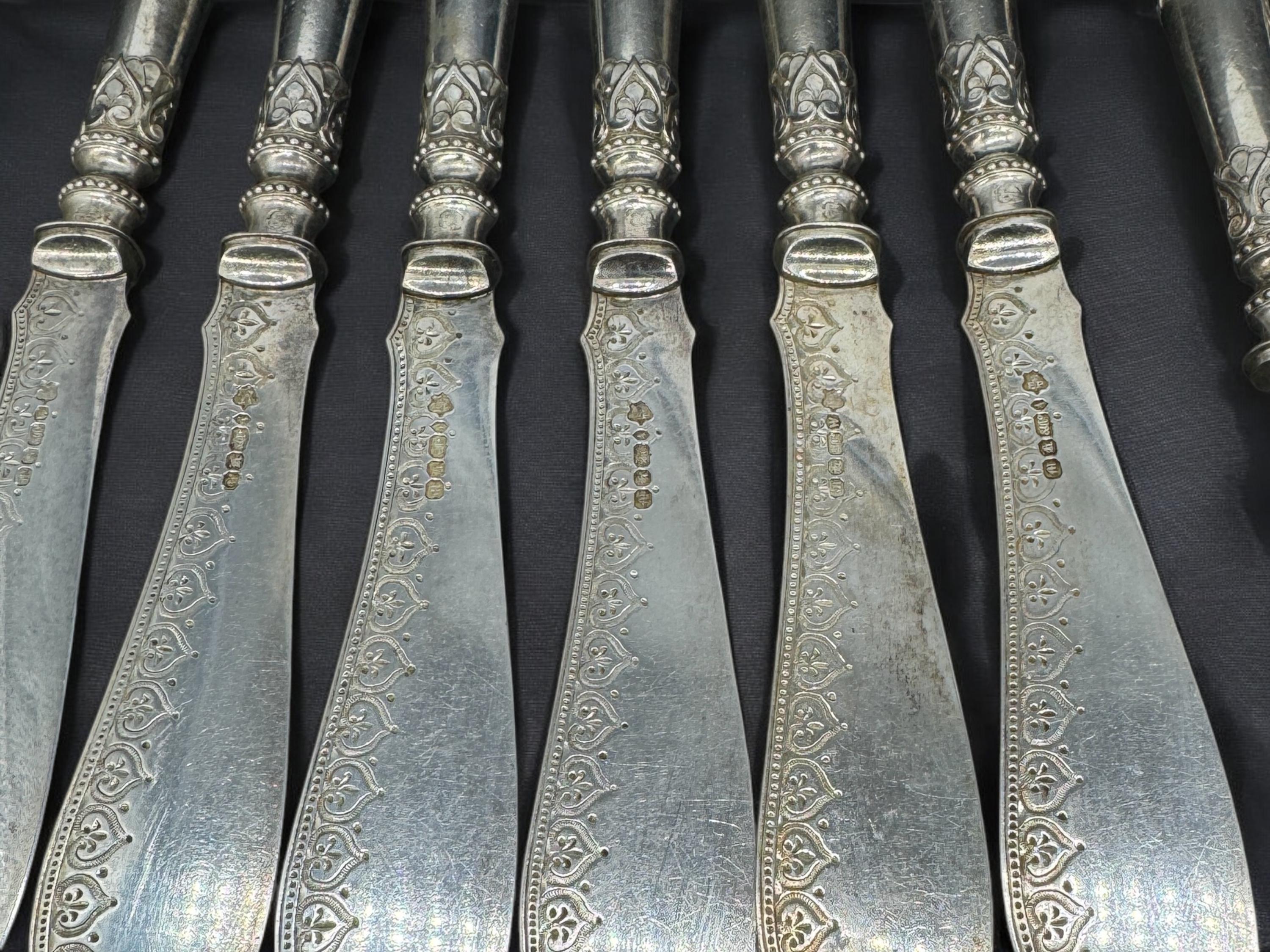 19th century set of 6 silver plated fork and knife,made in England