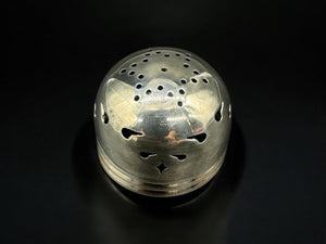 hand cut crystal sugar shaker with silver plated lid
