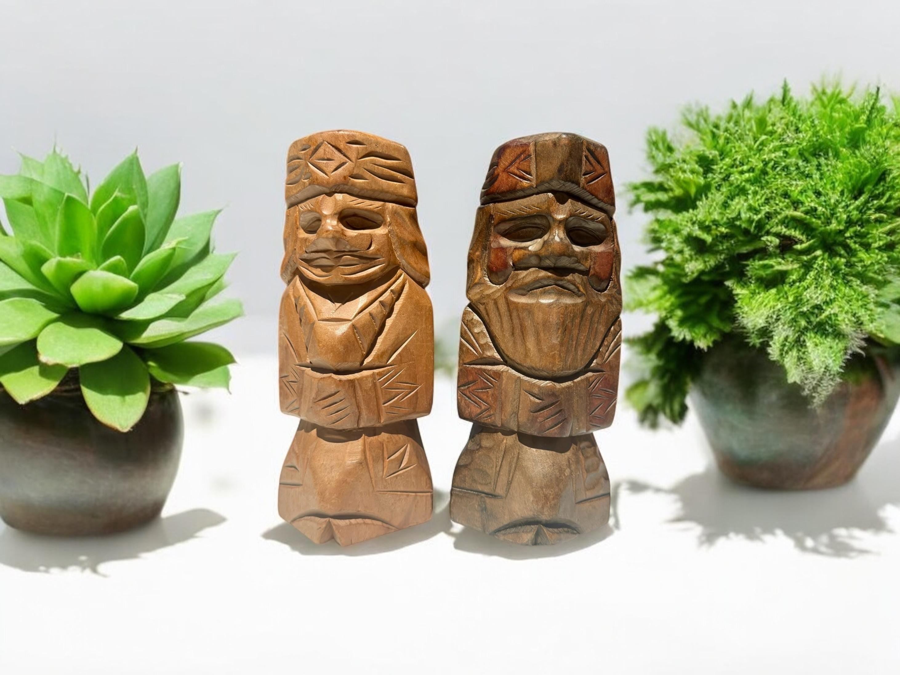 pair of wooden figurines