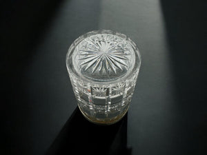 Vtg Crystal jar with silver plated lid
