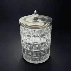 Vtg Crystal jar with silver plated lid