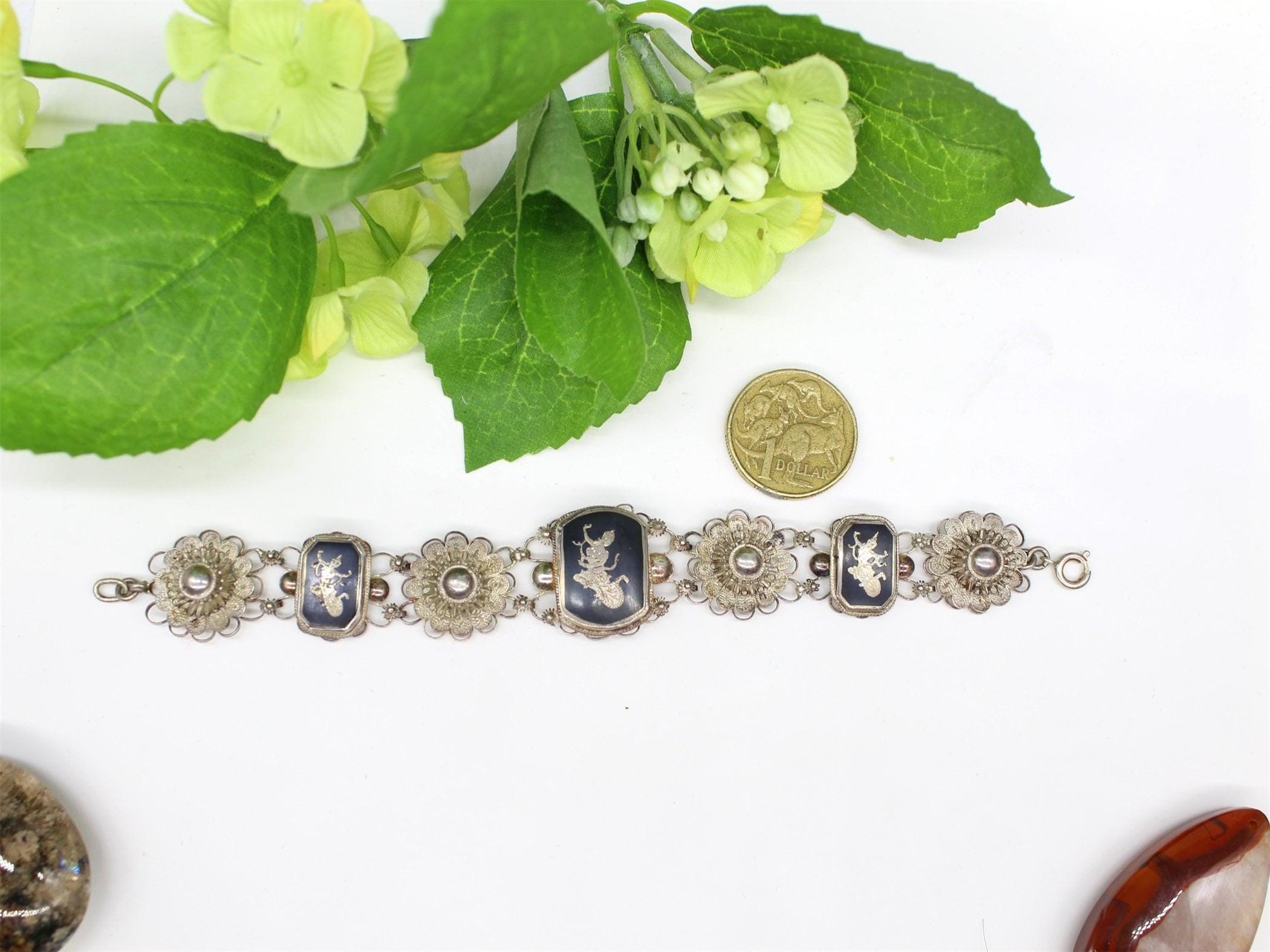 Thai Sterling Silver Dancer Bracelet, Jewellery