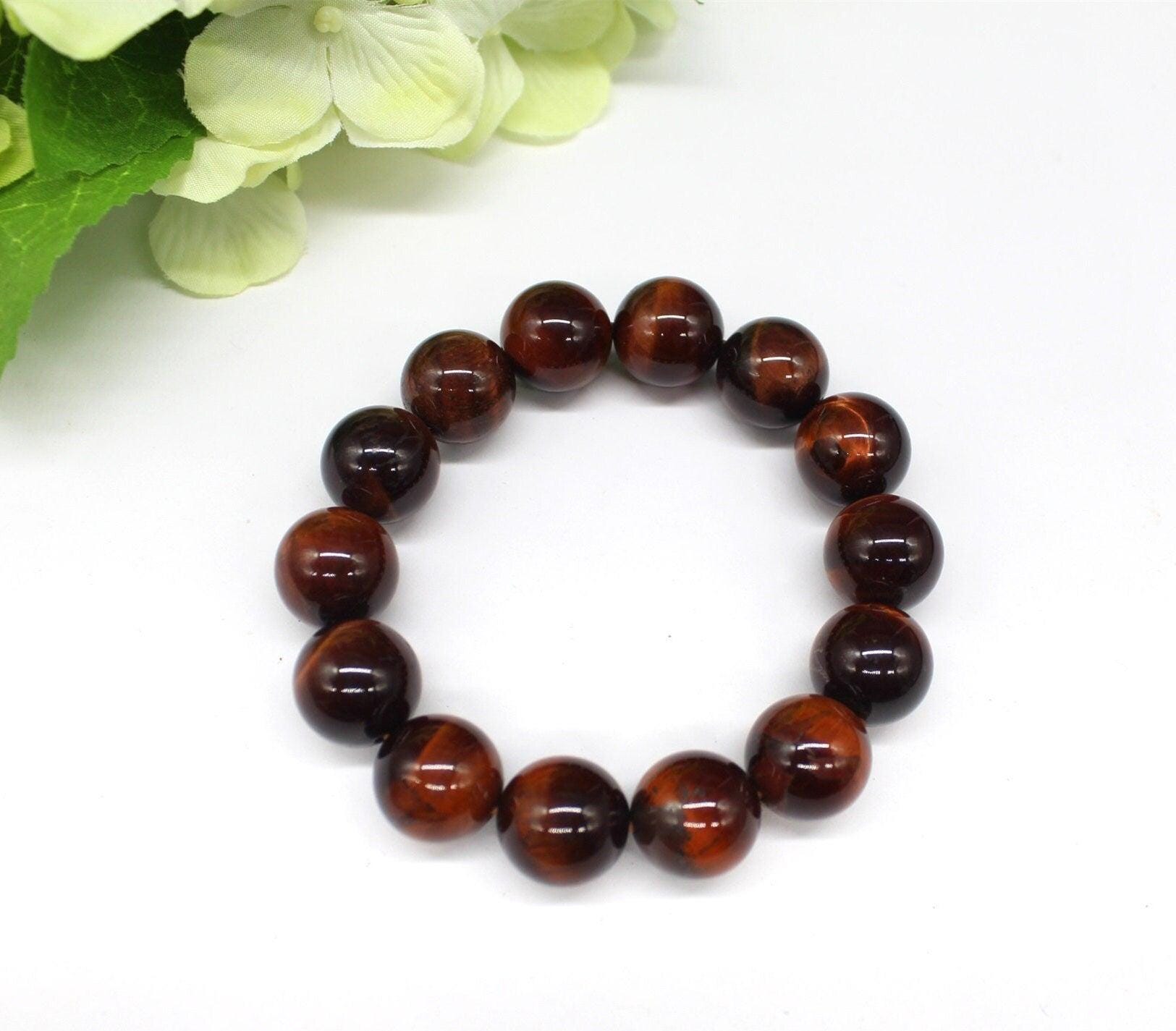 14mm Natural Red Tiger Eye Bracelet, Jewellery