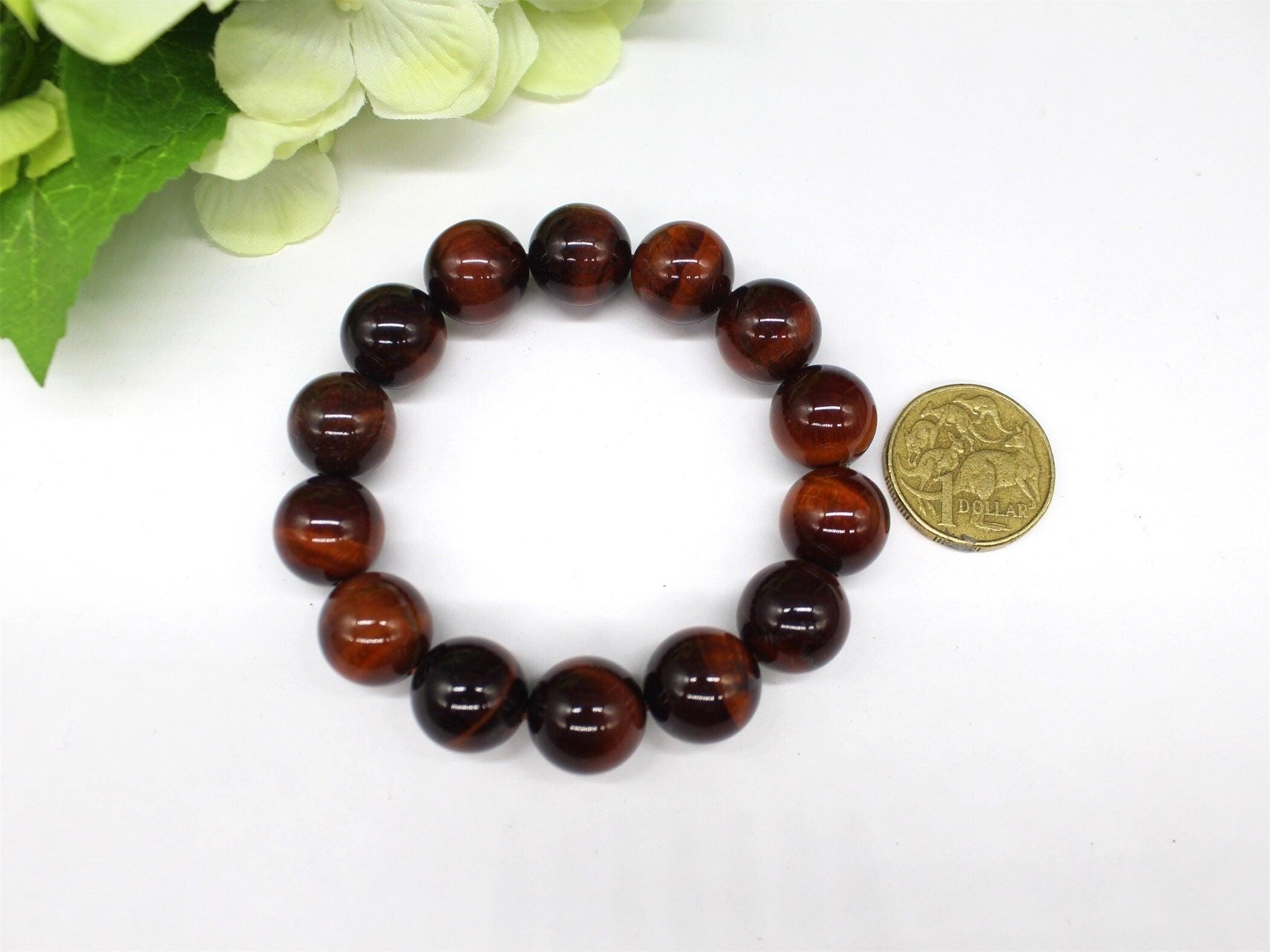 14mm Natural Red Tiger Eye Bracelet, Jewellery
