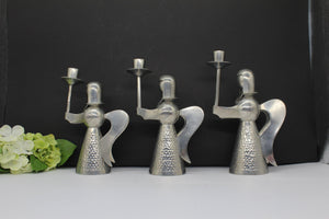 3x Vtg Handmade Indonesia Angel Candle Holders