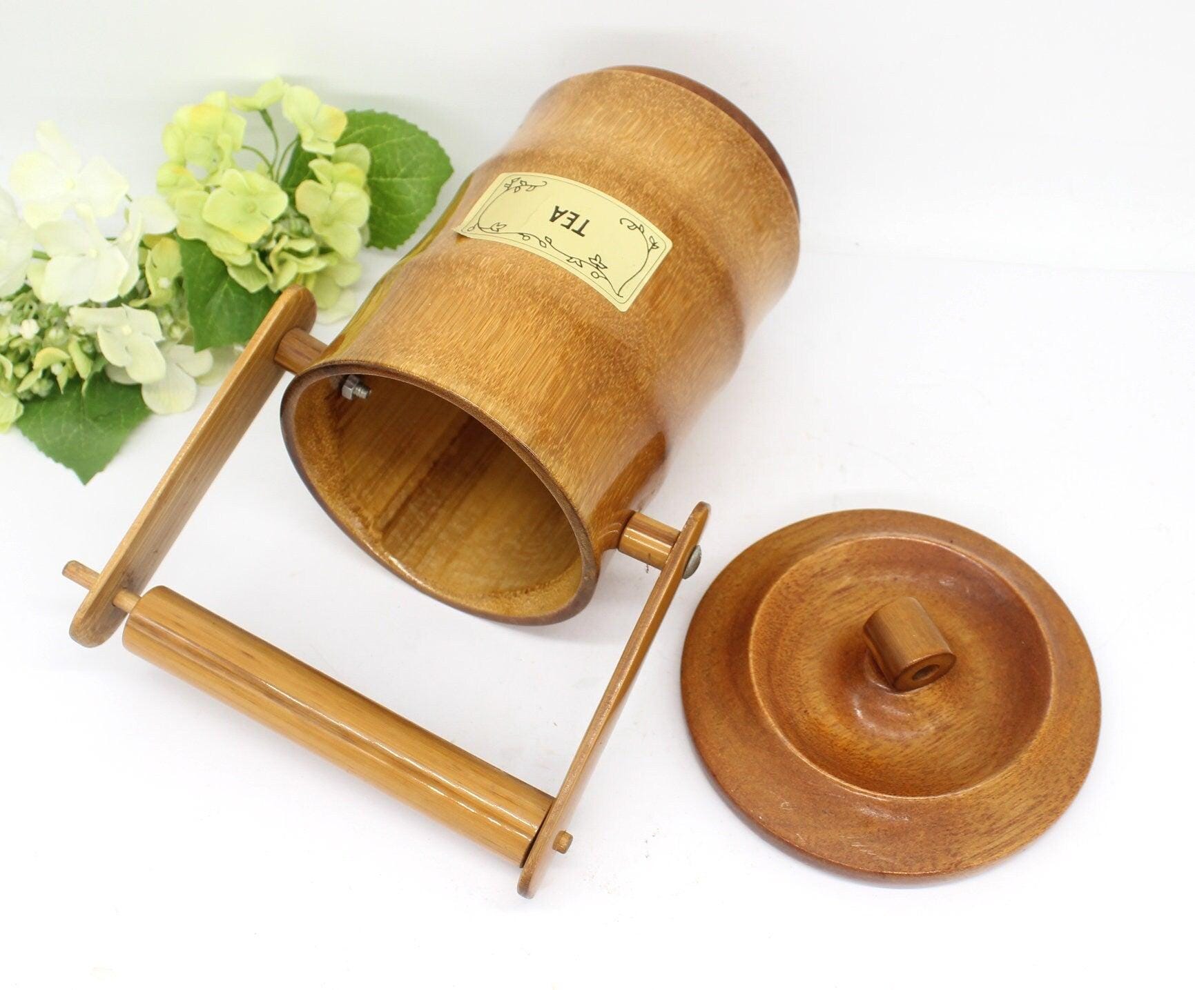 Australian Made Bamboo Tea Canister with handle,