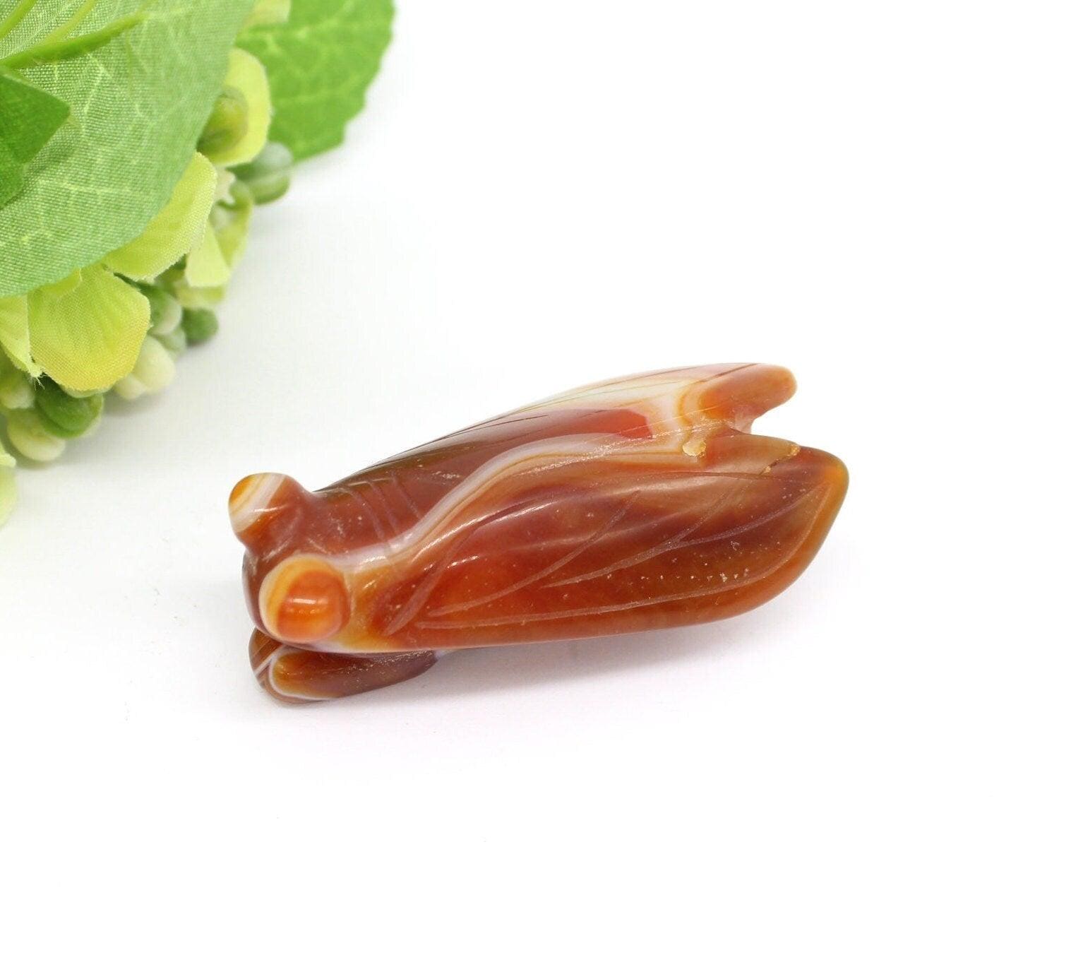 Natural Agate cicada bug Figurine, / Pendant