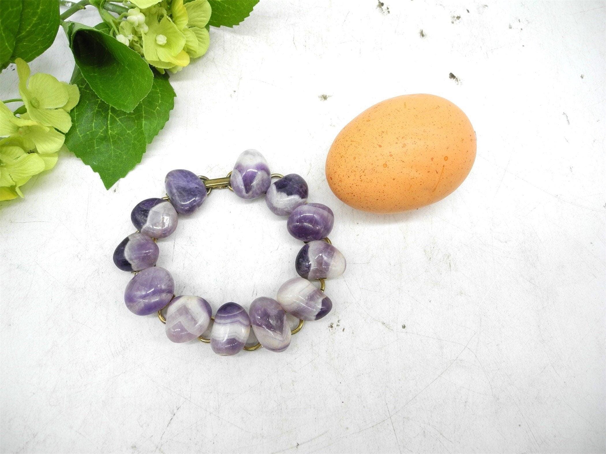 Natural Amethyst Bracelet on the metal Chain, Jewellery, Accessories,